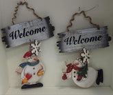 Decorațiune din lemn Welcome – om de zăpadă Crăciun  4/set 15cm